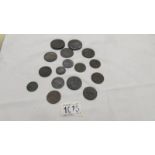 Sixteen George III coins including 2 cartwheel two pence and 2 cartwheel one pence.