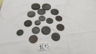 Sixteen George III coins including 2 cartwheel two pence and 2 cartwheel one pence.
