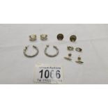 5 pairs of earrings including 9ct gold.
