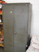 A metal 2 door locker cabinet.