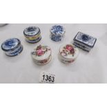 5 boxed Ayshford bone china trinket boxes and one unboxed.