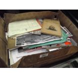 A box of mixed ephemera, maps, postcards etc.