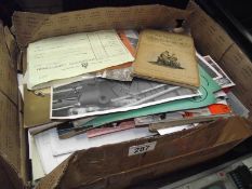 A box of mixed ephemera, maps, postcards etc.
