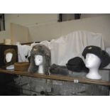 A quantity of military hats including tank drivers, Russian fur etc.