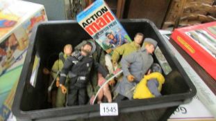 A quantity of action man figures including empty box.