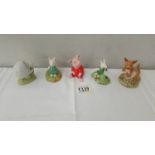 5 Disney Winnie the Pooh figures including 4 Royal Doulton and Beswick piglet.