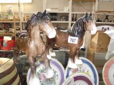 2 horse figures, 1 marked Beswick,