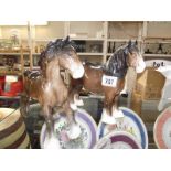 2 horse figures, 1 marked Beswick,