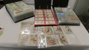 3 albums of assorted cigarette cards, mainly in sets.