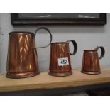 3 copper tankards/beer mugs