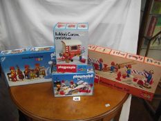 A 1970's Playpeople circus band super set, Fireman's super set, builders caravan,