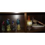 A quantity of vintage bird figure posy holders, A Tuscan bird figure a/f and a pheasant.