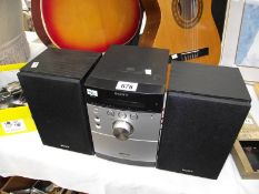 A Sony MP3 micro Hi-Fi with speakers