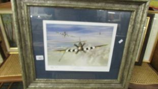 A framed and glazed limited edition print 'D Day Spitfires' by Linton.