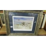 A framed and glazed limited edition print 'D Day Spitfires' by Linton.