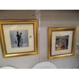 2 framed and glazed prints depicting dancers from early 20th century