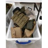 A mixed lot of militaria items including Bren gun pouches with mags,
