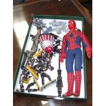 A vintage spiderman in costume and other items including Britains Ltd.