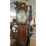 An oak cased 30 hour Grandfather clock with painted dial by Peter Gill, Aberdeen.