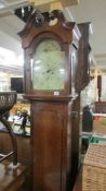 An oak cased 30 hour Grandfather clock with painted dial by Peter Gill, Aberdeen.