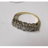 An 18ct yellow gold vintage five stone diamond ring of 1.1 carats, size O.