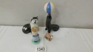 4 vintage and unusual Items including "I've Got a Bear Behind", Wade Seal corkscrew,