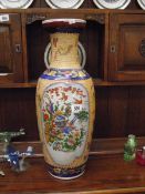 A tall Cloissonne style vase featuring birds and butterflies (collect only)