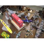 A collection of assembled model aircraft kits including ships, London bus etc., a/f.