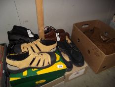 A quantity of mens shoes, some new with tags and 2 jackets etc.