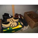 A quantity of mens shoes, some new with tags and 2 jackets etc.