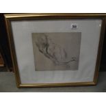A Framed and glazed print, study of a male torso,