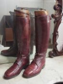 A fine pair of German WWII riding boots with wooden strengtheners