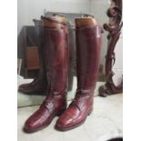 A fine pair of German WWII riding boots with wooden strengtheners