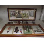 A quantity of postcards and 2 framed postcard sets.