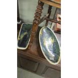2 large art pottery dishes.