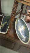 2 large art pottery dishes.