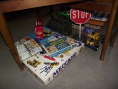 A quantity of vintage games including Meccano motorised construction set,