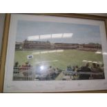 A limited edition framed and glazed print by Arthur Weaver 'Centenary Test' England v Australia at