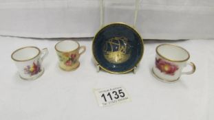 3 Royal Worcester miniature fruit painted tankard circa 1920's and a Royal Worcester fairyland