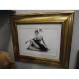 A framed and glazed print of a ballet dancer signed Braitwaite