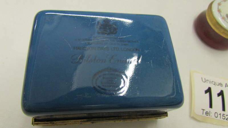 A Bilston enamel pill box, a Stratton pill box, one other, - Image 3 of 8