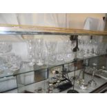 8 crystal wine flutes, 6 crystal glasses and other glasses (collect only).