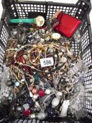 A tray of assorted costume jewellery.