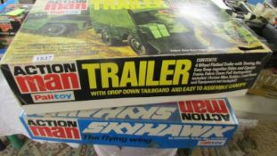 A boxed Palitoy action man trailer and skyhawk.