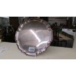 A hall marked silver card/letter tray, 25.5 cm diameter, 460 grams.