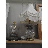 Flying Scotsman village clock 'The Romance of steam' and a lead crystal table lamp