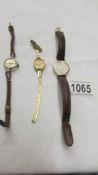 3 ladies wrist watches - Rotary, Seiko and Ingersol.