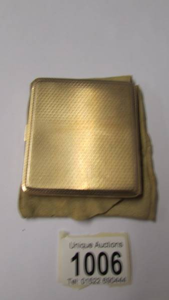 A 9ct gold cigarette case with Birmingham hall mark, 98.6 grams, outer 7.75 x 6.75 cm, inner 7 x 6. - Image 2 of 4