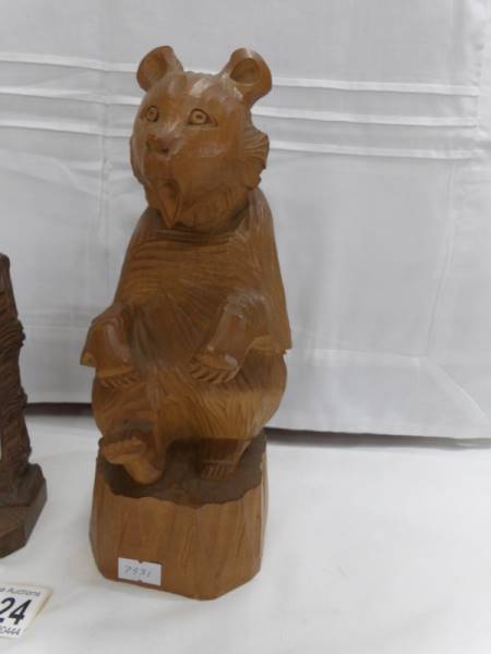 A carved bear thermometer and another carved bear, - Image 3 of 3