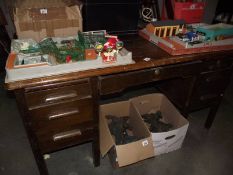 A 1930/50's oak double pedestal office desk.